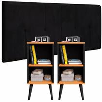 Conjunto Para Quarto Cabeceira Dubai 1.40 Cama Casal com 2 Mesas de Cabeceira Charme Conjunto Para Quarto Cabeceira Dubai 1.40 Cama Casal com 2 Mesas de Cabeceira Charme