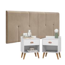 Conjunto Para Quarto Cabeceira Dubai 1.40 Cama Casal com 2 Mesas de Cabeceira Pérola New