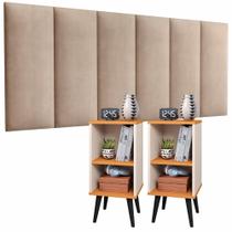 Conjunto Para Quarto Cabeceira Julia 1.40 Cama Casal com 2 Mesas de Cabeceira Charme