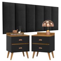 Conjunto Para Quarto Cabeceira Julia 1.40 Cama Casal com 2 Mesas de Cabeceira Madero New Conjunto Para Quarto Cabeceira Julia 1.40 Cama Casal com 2 Mesas de Cabeceira Madero New