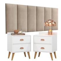 Conjunto Para Quarto Cabeceira Rubi 1.60 Cama Queen com 2 Mesas de Cabeceira Madero New