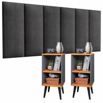 Conjunto Para Quarto Cabeceira Rubi 1,60 Cama Queen com 2 Mesas de Cabeceira Charme Conjunto Para Quarto Cabeceira Rubi 1,60 Cama Queen com 2 Mesas de Cabeceira Charme