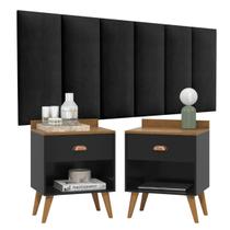 Conjunto Para Quarto Cabeceira Rubi 1,60 Cama Queen com 2 Mesas de Cabeceira Pérola New