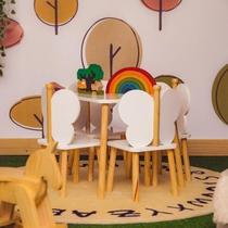 Conjunto para Quarto Infantil 1 Mesa 4 Cadeiras Hora de Brincar Divicar Branco/Natural