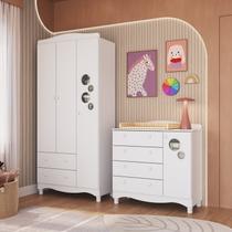 Conjunto para Quarto Infantil com Guarda-Roupa e Cômoda Trocador Encanto Branco Conjunto para Quarto Infantil com Guarda-Roupa e Cômoda Trocador Encanto Branco