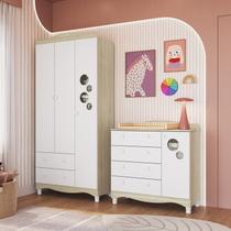 Conjunto para Quarto Infantil com Guarda-roupa e Cômoda Trocador Encanto