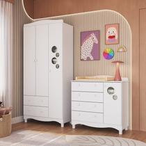 Conjunto para Quarto Infantil com Guarda-roupa e Cômoda Trocador Encanto