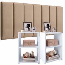Conjunto para Quarto Modular 7 placas Casal e 2 Mesas de Cabeceira Bella quarto com elegância