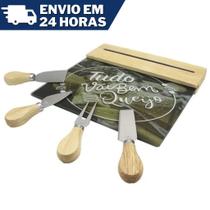 Conjunto Para Queijo 5 Peças Tábua + 4 Facas Clink