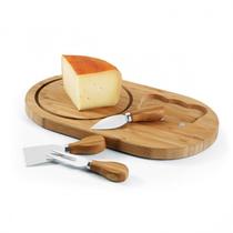 Conjunto Para Queijo Com 3 Talheres E Tabua Em Bambu