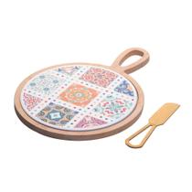 Conjunto para Queijo Wolff de Bambu com Tábua Redonda e Faca Conjunto para Queijo Wolff de Bambu com Tábua Redonda e Faca