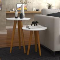 Conjunto para Sala com 2 Mesas 4202 Pés Palito Branco Lateral e Apoio Conjunto para Sala com 2 Mesas 4202 Pés Palito Branco Lateral e Apoio