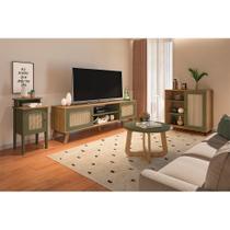 Conjunto para Sala de Estar Charlotte com Rack para TV até 75 polegadas, Buffet 1 PT, Mesa Lateral 1 PT e Mesa de Centro Verde Menta e Carvalho Conjunto para Sala de Estar Charlotte com Rack para TV até 75 polegadas, Buffet 1 PT, Mesa Lateral 1 PT e Mesa de Centro Verde Menta e Carvalho