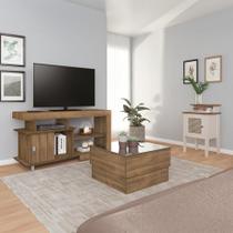 Conjunto para Sala de Estar Royal com Rack, Mesa de Centro e Mesa Lateral Pinho e Off White Conjunto para Sala de Estar Royal com Rack, Mesa de Centro e Mesa Lateral Pinho e Off White
