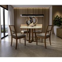 Conjunto para Sala de Jantar 1 Mesa Tampo Vidro/MDF Redondo 4 Cadeiras Elma