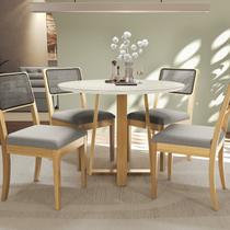 Conjunto para Sala de Jantar 1 Mesa Tampo Vidro/MDF Redondo 4 Cadeiras Elma