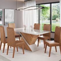 Conjunto para Sala de Jantar 6 Cadeiras Carvalho Marrom/Mel/Off White Conjunto para Sala de Jantar 6 Cadeiras Carvalho Marrom/Mel/Off White