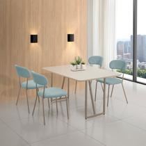 Conjunto para Sala de Jantar com 4 Cadeiras Betina Bege/Champagne/Verde Claro/Off White Conjunto para Sala de Jantar com 4 Cadeiras Betina Bege/Champagne/Verde Claro/Off White