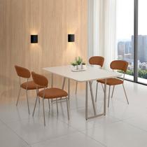 Conjunto para Sala de Jantar com 4 Cadeiras Betina Champagne / Terracota / Off White Conjunto para Sala de Jantar com 4 Cadeiras Betina Champagne / Terracota / Off White