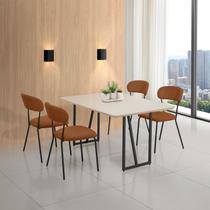 Conjunto para Sala de Jantar com 4 Cadeiras Betina Preto/Black/Terracota/Off White