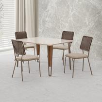 Conjunto para Sala de Jantar com 4 Cadeiras Cancun Champagne / Bege / Marrom / Off White