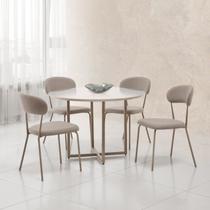 Conjunto para Sala de Jantar com 4 Cadeiras Ditalia Bege/Fendi/Escuro/Off White Conjunto para Sala de Jantar com 4 Cadeiras Ditalia Bege/Fendi/Escuro/Off White