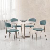 Conjunto para Sala de Jantar com 4 Cadeiras Ditalia Fendi / Verde Claro / Off White Conjunto para Sala de Jantar com 4 Cadeiras Ditalia Fendi / Verde Claro / Off White