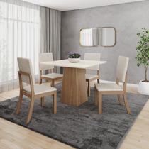 Conjunto para Sala de Jantar com 4 Cadeiras Dora Bege/Nature/Off White Conjunto para Sala de Jantar com 4 Cadeiras Dora Bege/Nature/Off White