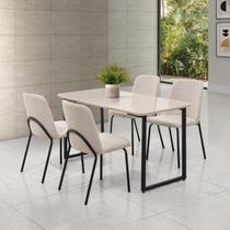 Conjunto para Sala de Jantar com 4 Cadeiras Dora Black / Bege / Off White Conjunto para Sala de Jantar com 4 Cadeiras Dora Black / Bege / Off White