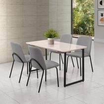 Conjunto para Sala de Jantar com 4 Cadeiras Dora Black / Cinza / Off White Conjunto para Sala de Jantar com 4 Cadeiras Dora Black / Cinza / Off White