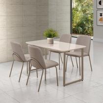 Conjunto para Sala de Jantar com 4 Cadeiras Dora Champagne / Bege Escuro / Off White