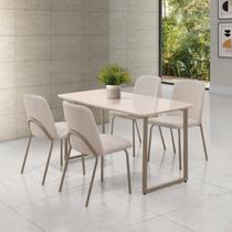 Conjunto para Sala de Jantar com 4 Cadeiras Dora Champagne / Bege / Off White
