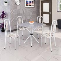 Conjunto para Sala de Jantar com 4 Cadeiras Lívia Arabesco/Branco Conjunto para Sala de Jantar com 4 Cadeiras Lívia Arabesco/Branco