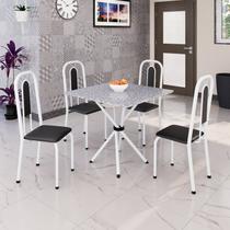 Conjunto para Sala de Jantar com 4 Cadeiras Lívia Branco/Preto Conjunto para Sala de Jantar com 4 Cadeiras Lívia Branco/Preto