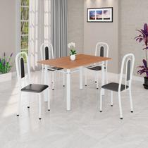 Conjunto para Sala de Jantar com 4 Cadeiras Lívia Branco/Preto Conjunto para Sala de Jantar com 4 Cadeiras Lívia Branco/Preto