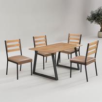 Conjunto para Sala de Jantar com 4 Cadeiras Londres Preto Fosco / Bege