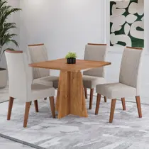 Conjunto para Sala de Jantar com 4 Cadeiras Malva