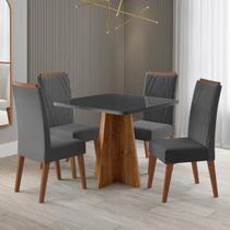 Conjunto para Sala de Jantar com 4 Cadeiras Malva Yescasa Cinza/Mel Conjunto para Sala de Jantar com 4 Cadeiras Malva Yescasa Cinza/Mel
