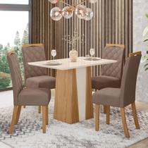 Conjunto para Sala de Jantar com 4 Cadeiras Orus Marrom/Nature/Off White/Amêndoa