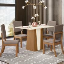 Conjunto para Sala de Jantar com 4 Cadeiras Orus Marrom/Nature/Off White/Amêndoa