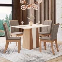 Conjunto para Sala de Jantar com 4 Cadeiras Orus Marrom/Nature/Off White/Bege