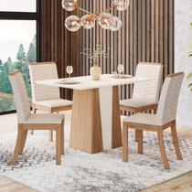 Conjunto para Sala de Jantar com 4 Cadeiras Orus Marrom/Nature/Off White Conjunto para Sala de Jantar com 4 Cadeiras Orus Marrom/Nature/Off White