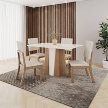 Conjunto para Sala de Jantar com 4 Cadeiras Orus Off White/Nature Conjunto para Sala de Jantar com 4 Cadeiras Orus Off White/Nature