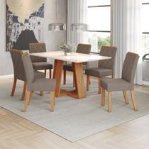 Conjunto para Sala de Jantar com 6 Cadeiras Lins Nature/Off White