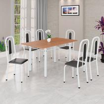 Conjunto para Sala de Jantar com 6 Cadeiras Lívia Branco/Preto