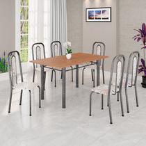Conjunto para Sala de Jantar com 6 Cadeiras Lívia Prata/Bege Conjunto para Sala de Jantar com 6 Cadeiras Lívia Prata/Bege