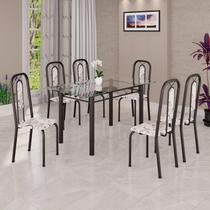 Conjunto para Sala de Jantar com 6 Cadeiras Lívia Preto/Arabesco Conjunto para Sala de Jantar com 6 Cadeiras Lívia Preto/Arabesco