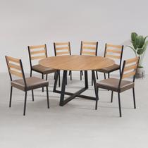 Conjunto para Sala de Jantar com 6 Cadeiras Londres Champanhe / Marrom Conjunto para Sala de Jantar com 6 Cadeiras Londres Champanhe / Marrom