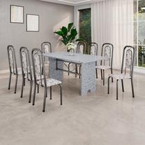 Conjunto para Sala de Jantar com 8 Cadeiras Lara Prata/Arabesco Conjunto para Sala de Jantar com 8 Cadeiras Lara Prata/Arabesco