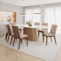 Conjunto para Sala de Jantar com 8 Cadeiras Olívia Bege/Nature/Off White/Caramelo/Creme Conjunto para Sala de Jantar com 8 Cadeiras Olívia Bege/Nature/Off White/Caramelo/Creme